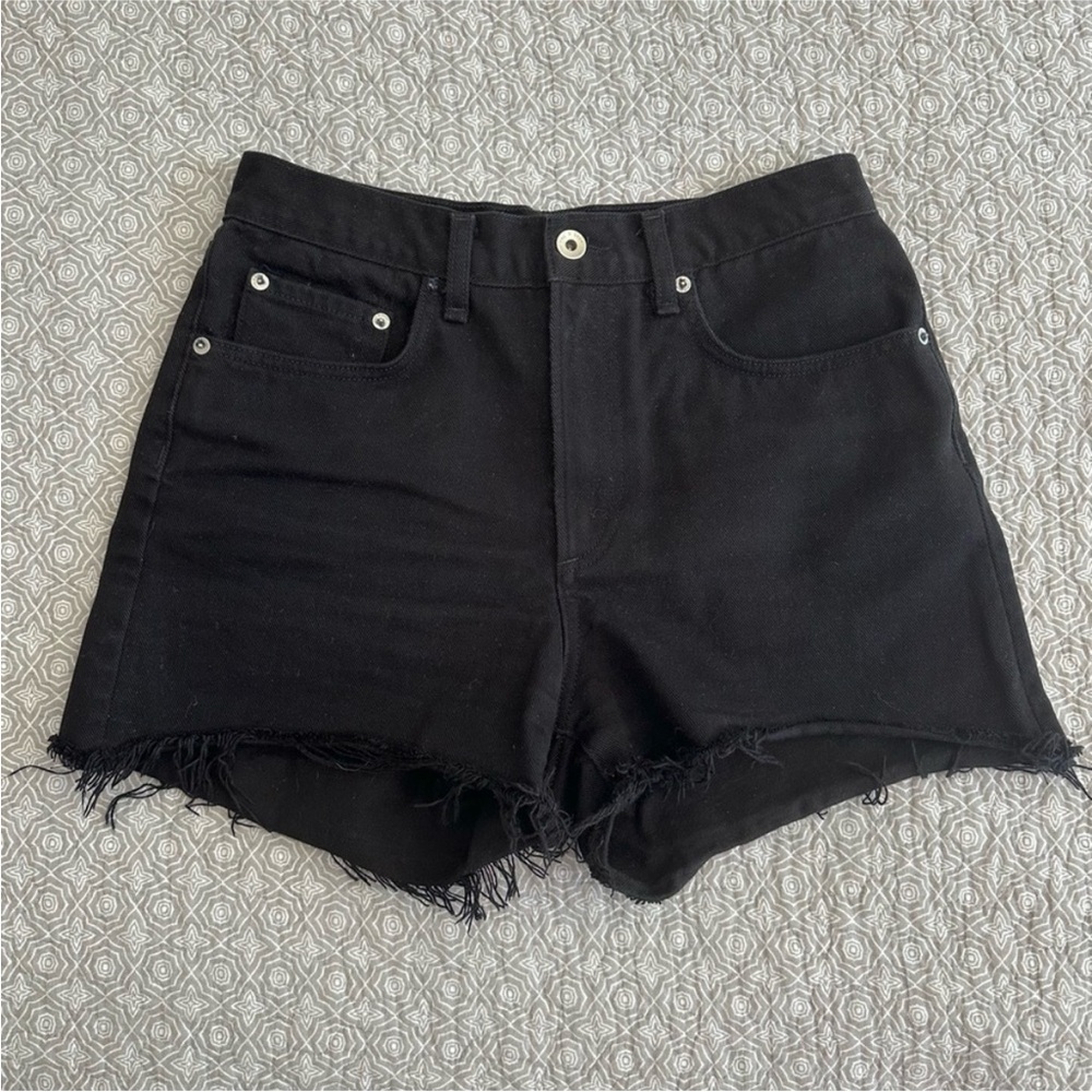Rag & Bone Justine Black Denim Frayed Shorts High Rise Vintage Inspired Size 25